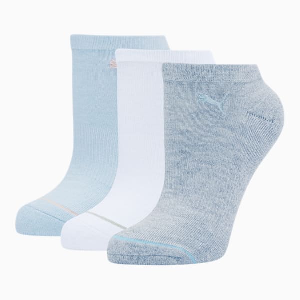Women's No Show Socks [3 Pack], BLUE COMBO, extralarge